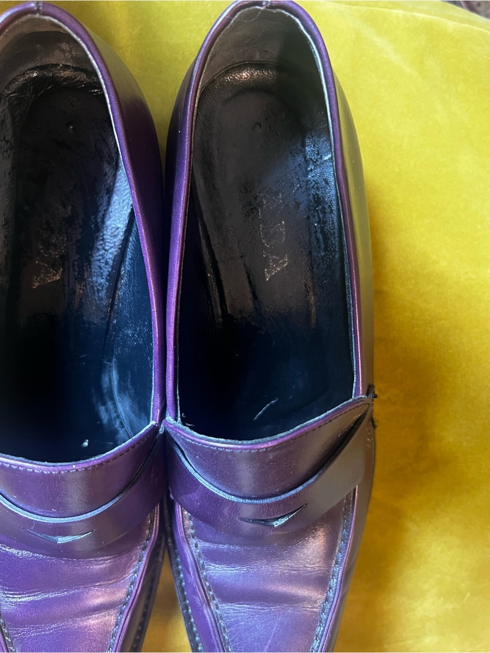 Prada Purple Leather Women's Penny Loafers - Picture 3 of 7